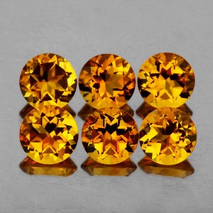 Natural Golden Yellow Citrine 5 mm 6 pieces Round Faceted Cut Flawless-VVS Clarity Earthly Mined