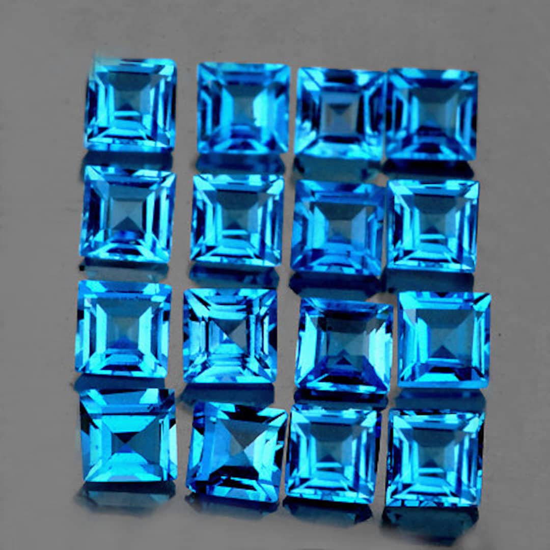 Topacio azul suizo natural 3 mm 16 piezas Flawless-VVS Claridad Piedra ...
