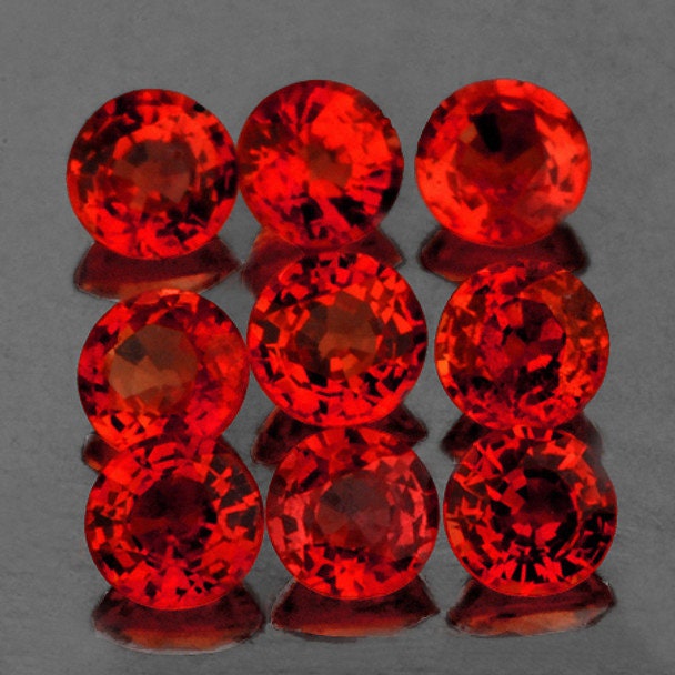 Natural Red Sapphire 2.8 Mm 9 Pieces Round Faceted Step Cut