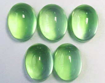 Natural Green Prehnite 8x6 mm 5 pieces Oval Cabochon Flawless-VVS Clarity  Earthly Mined Loose Gemstone