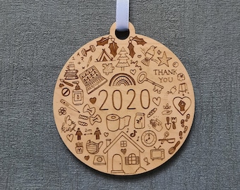2020 Christmas Decoration Wood Hand Designed Tree Bauble Locally Engraved