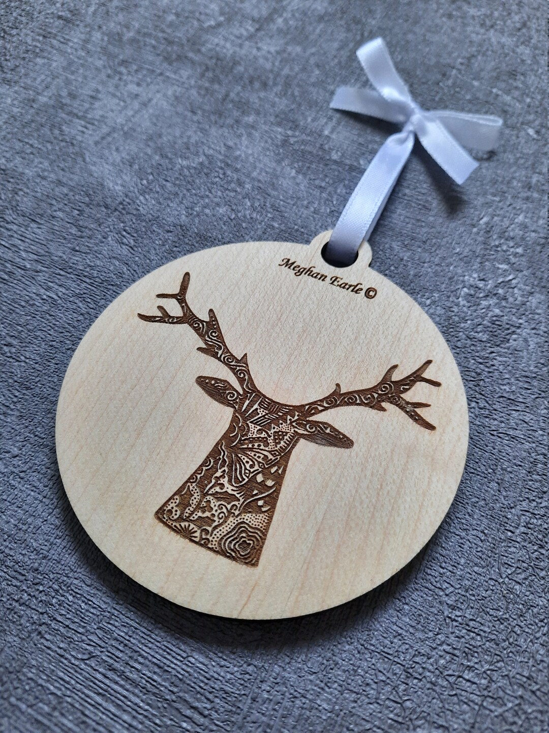 Stag Christmas Decoration Hand Designed Tree Bauble Ornament Wooden