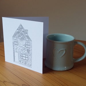 NUOVA mano quadrata progettata Casa Moving House Card stampa grigio bianco Doodle Art