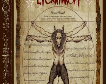 Deluxe Vitruvian Werewolf Hardcover Journal & Bookmark, 201 Pages Lined or Unlined, 7"x10," Wolfman, Werewolfism, Lycanthropy, Diary