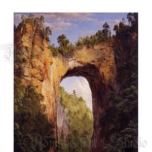 The Natural Bridge, Virginia, by Frederic Edwin Church, Circa 1852, Hudson River School, Currier & Ives, Americana, Archival Print