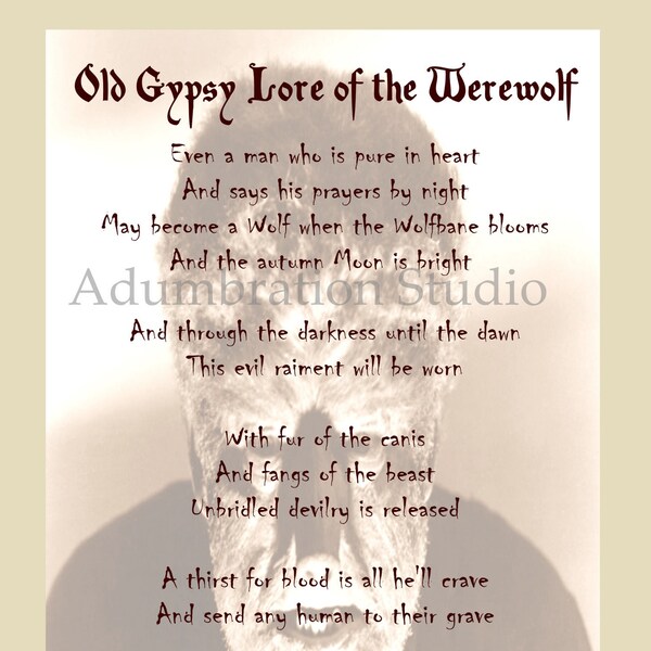 The Werewolf Poem Print Etsy