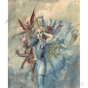 Temptation, Charles Doyle, Arthur Conan Doyle, Victorian Art, Cosmographia Archival Print