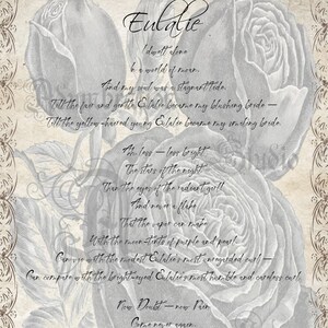 Eulalie, Poem by Edgar Allan Poe, Romance Sorrow, Poe Signature, Lament, Poem Print, Victorian Poetry, Archival Print