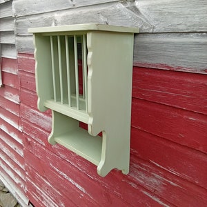 Small Scale Cottage Plate Rack, 19th Century Hanging 6 Slot Storage Rack, Wall Storage, Handmade