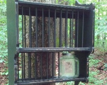 Hanging "Teapot" Plate Rack, Reproduction of 18th Century Original, Early American Kitchen Wall Shelf, Colonial Teatime, Handmade