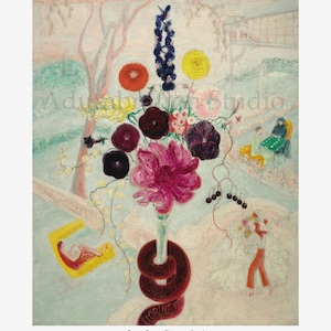 Birthday Bouquet Flowers with Snake 1932, Florine Stettheimer, Modernist Painting, Archival Print