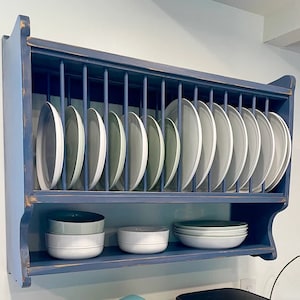 Hanging Plate Rack, Compact 25w Farmhouse Plate Rack, Holds 12 Plates ...