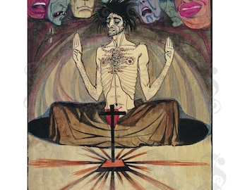 Saint Anthony and the Seven Deadly Sins, Seven Cardinal Sins, Temptation, Spiritual Symbolism, Archival Giclée Print