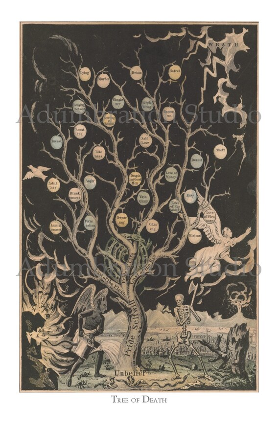Tree Of Death Sinner And The Devil Nathaniel Currier Etsy