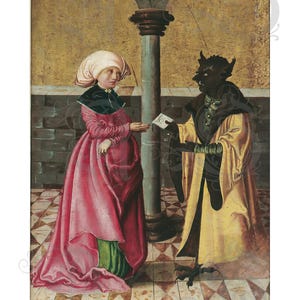 The Delivery of the False Message by the Devil, by Meister der Legendenszenen, Renaissance Painting, Satan, Lucifer, Unique Gift