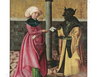 The Delivery of the False Message by the Devil, by Meister der Legendenszenen, Renaissance Painting, Satan, Lucifer, Unique Gift