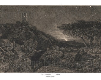 The Lonely Tower, Samuel Palmer, Etching Or Painting, circa 1868 Circa 1879, Landscape Archival Print