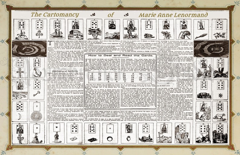 Lenrom Lenormand Vignette, Cartomancy of Marie Anne Lenormand, Fortune Telling ...