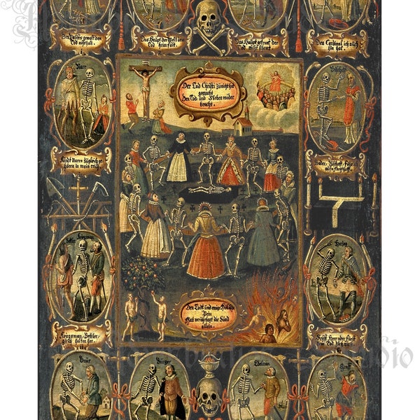 Danse Macabre, Dance of Death, Eberhard Kieser, Baroque Art, Morbid, Middle Ages Archival Print