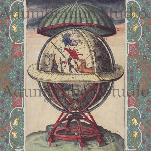 16th Century Armillary Sphere by Tycho Brahe, 16th Century Globe, Instant Digital Print, Print Download,INSTANT DOWNLOAD