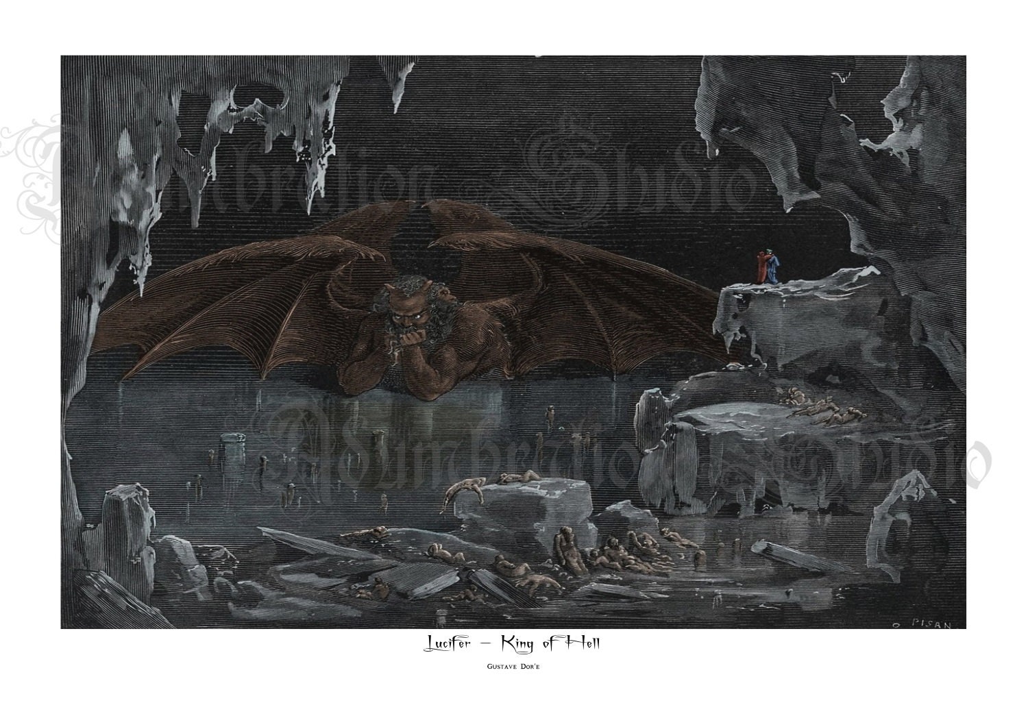 Lucifer - King of Hell by Gustave Dore, Dante's Inferno, the Devil