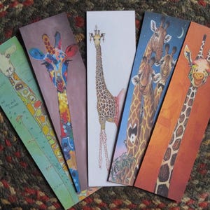 Whimsical Giraffe 5 Bookmark Set,  Animal Lovers Gift Set, Book Lovers Gift, Reader's Gift, Party Favors, Gifts Under 15.00