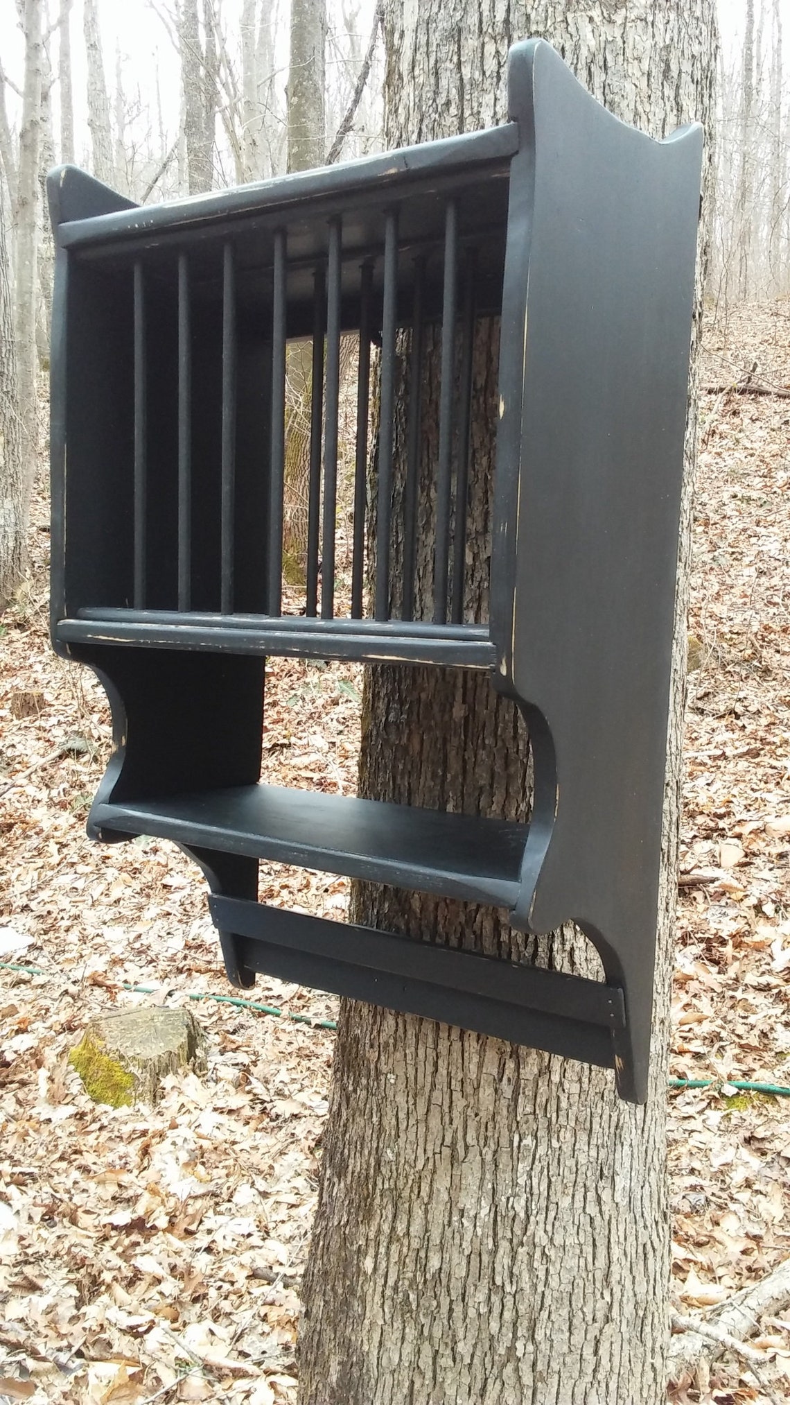 Narrow Farmhouse Plate Rack With Primitive Towel Rung - Etsy