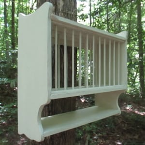Hanging Plate Rack, Compact 25"w Farmhouse Plate Rack, Holds 12 Plates , Country Kitchen Wall Rack, Handmade
