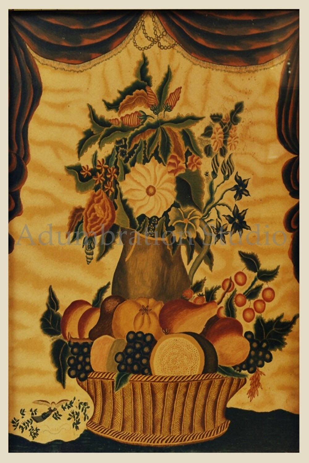 Early American Theorem Painting Pennsylvania Dutch Art Etsy