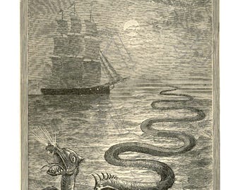 Sea Serpent, Hans Egidius, Sea Monster, Loch Ness, 16th Century Art, Cosmographia Archival Giclée Print