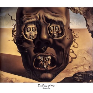 The Face of War, by Salvador Dali, 1940, World War II, Death, Destruction, Chaos, Surrealism,  20th Century Archival Print