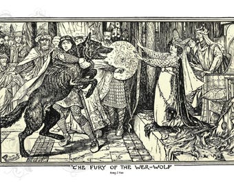 The Fury of the Werewolf,  by Henry J Ford, The Red Romance Book, 1905, The Disenchantment of the Werewolf, Andrew Lang, Giclée Print