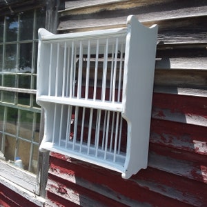 Hanging Plate Rack, Two Tier Compact 25&quot;w Farmhouse Plate Rack, Holds 12 Plates on Each Tier, Country Kitchen Wall Rack, Handmade