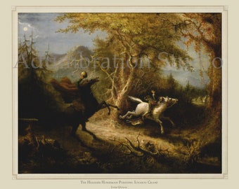 The Headless Horseman Pursuing Ichabod Crane, by John Quidor, 1858, 19th Century Painting, Archival Print
