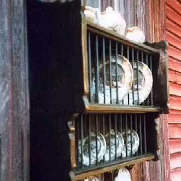 Hanging Plate Rack, Reproduction of 18th Century Original, Early American Plate Drying Rack, Colonial Kitchen Rack, Handmade