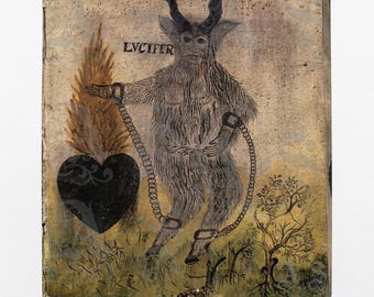 Lucifer, el diablo, del mago del siglo XVI Johann Fausto, réplica exacta del grimorio alemán - Dreifacher Höllenzwang, impresión de archivo Giclée