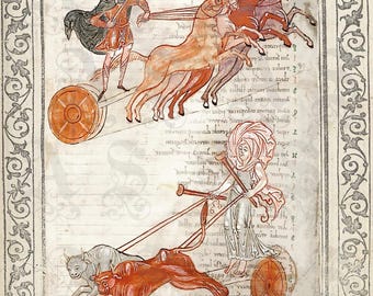 The Sun and the Moon, Apollo, Diana, Astronomical miscellany, Cotton Tiberius, 11th-century, Greco-Roman Mythology, Archival Giclée Print