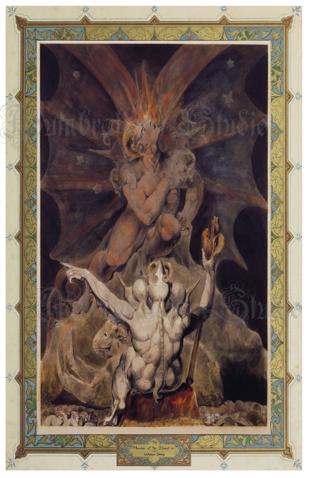 WILLIAM BLAKE 作品集　ブレイク　詩人　神々　悪魔　絵 ウィリアム・ブレイク 「審判の日」 悪魔の支配からの脱却