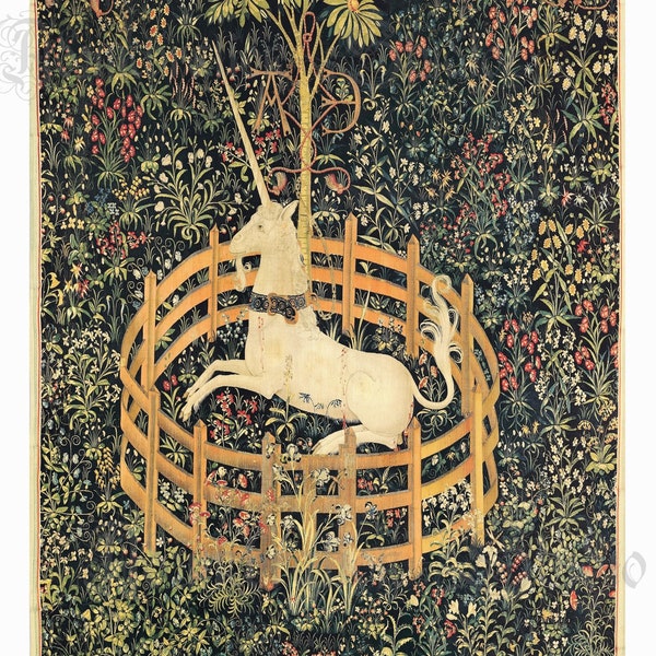 The Unicorn in Captivity, The Unicorn Tapestries, Magical Creature, Mythological, 16th Century, Archival Print