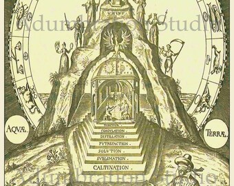 Golden Cave of the Ancients by Stefan Michel Spacher, Circa 1616 Alchemy Print, Archival Print