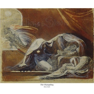 The Changeling, Henry Fuseli, 1780, Rare Watercolor, Supernatural, Surrealism, Symbolism, Archival Print