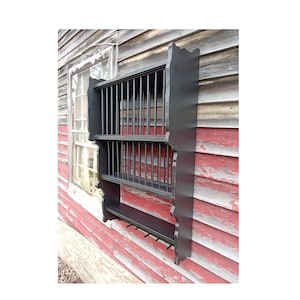 3 Tier Hudson Valley Hanging Plate Rack, with 6 Primitive Pegs, Early American Plate Drying Rack, Colonial Kitchen Rack, Handmade