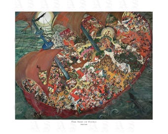 The Ship of Fools, by Oskar Laske, Hidden-Picture Painting, Microcosm of Humanity, Human Folly, Societal Decay, Hope, Archival Giclée Print