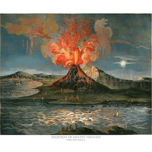 Eruption of Mount Vesuvius in 1769, by Robert John Thornton, Circa 1810, , Archival Print