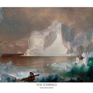 The Icebergs, by Frederic Edwin Church, Circa 1861, Waterscape, The Arctic, Hudson River School, Archival Print