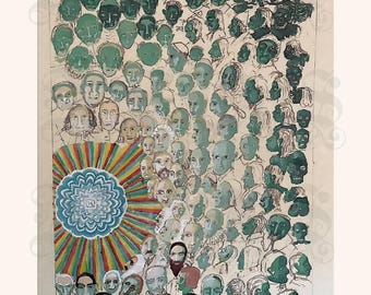 Faces and Skulls, The Red Book, Carl Gustav Jung, Sigmund Freud, The Deep Psyche, Mortality, Ghostly Visages,The Dead, Archival Giclée Print