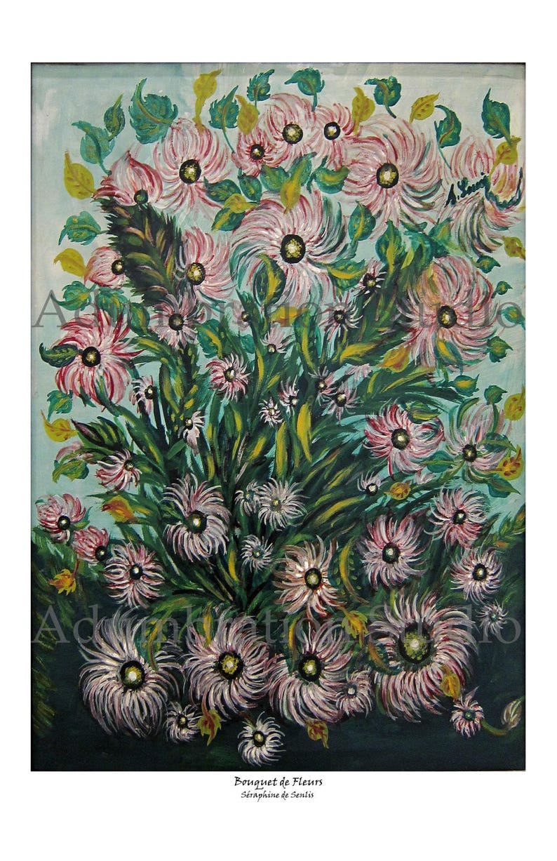 Bouquet de fleurs, Bouquet of Flowers by Séraphine de Senlis, Archival Print Ready to Frame image 1