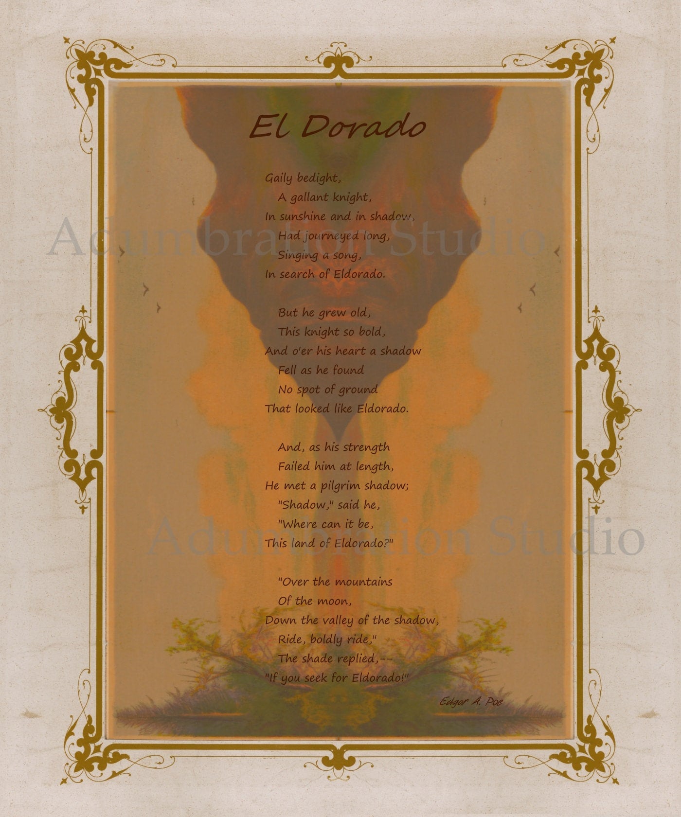 Eldorado Poem by Edgar Allan Poe Gaily Bedight Poem Print | Etsy Canada
