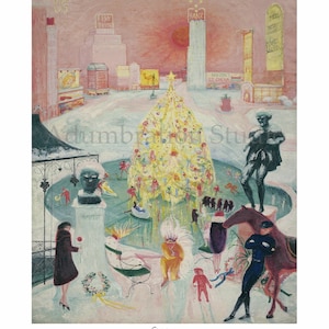 Christmas, Central Park New York City, by Florine Stettheimer, Modernist Painting, Archival Print