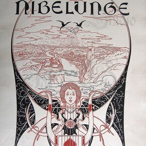 Die Nibelunge ~ The Nibelung, Original 1900 German Art by Joseph Sattler,  Berlin Reichsdruckerei, Archival Giclée Print